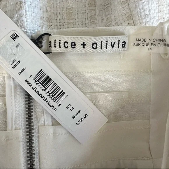 Alice + Olivia Carli Tweed Mini Empire Dress in White NWT - Picture 6 of 8